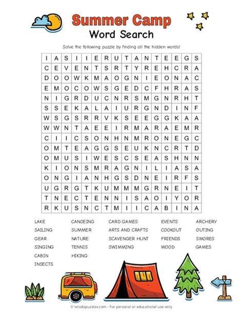 Summer Camp Word Search