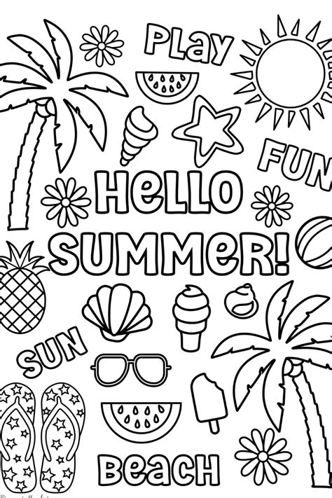 Summer coloring sheet featuring a fun design