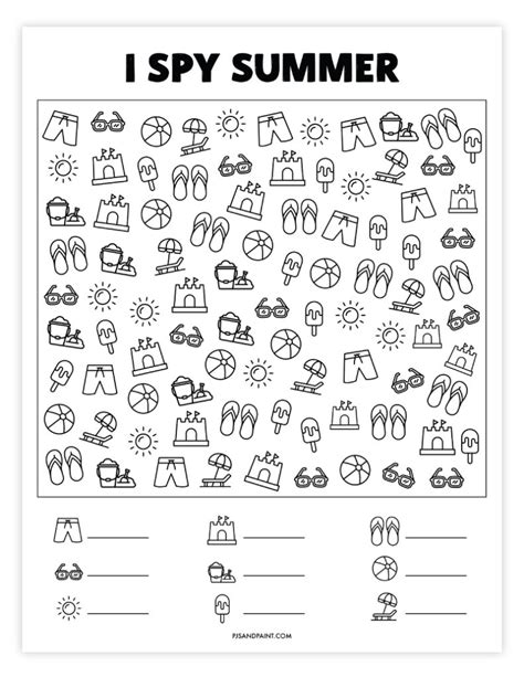 Summer I Spy Free Printables