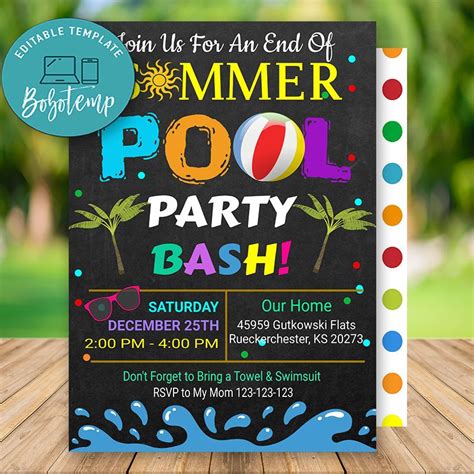 Summer Pool Party Invitation Templates