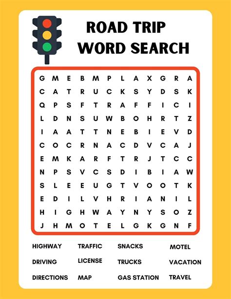 Summer Road Trip Word Search