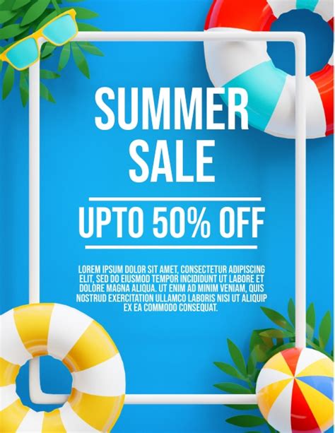 Summer Sale Flyer Template Design with Colors