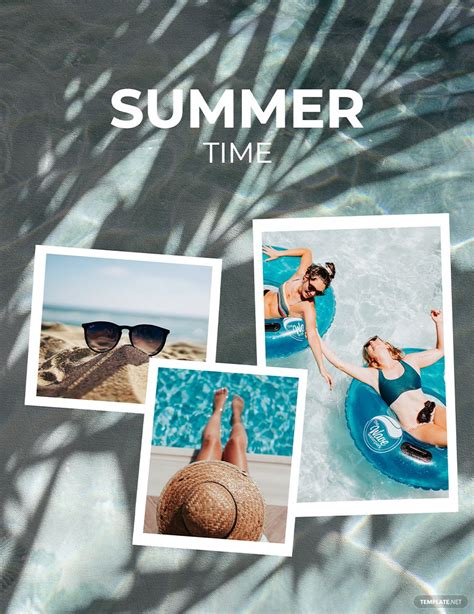 Summer vacation photo collage template