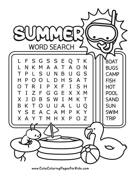 Summer Word Search Printable