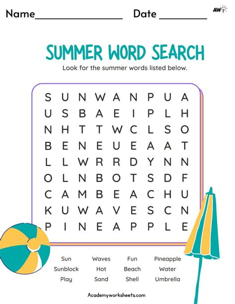 Summer Word Search