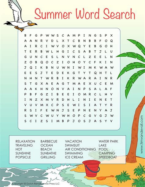 Summer Word Search Activities for Kids