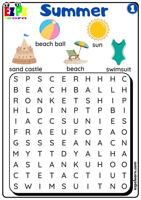 Summer Word Search Activity