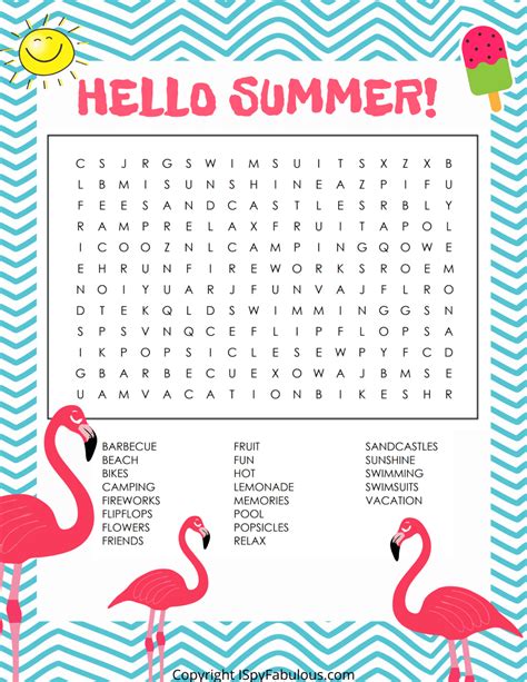 Summer Word Search Printables