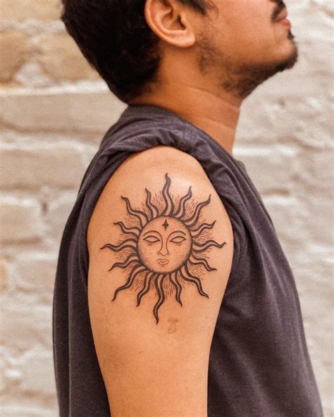 Sun Shoulder Tattoo Designs