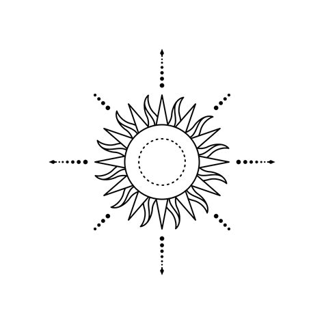 Sun tattoo stencil design