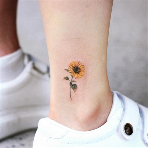 Sunflower ankle tattoo design