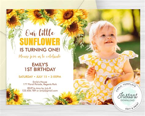 Sunflower Party Invitation