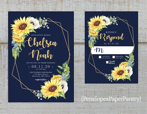 Sunflower wedding invitation ideas