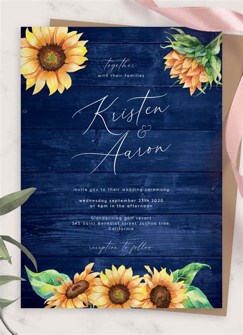 A sunflower wedding invitation suite