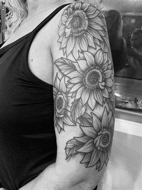 Sunflower sleeve tattoo design