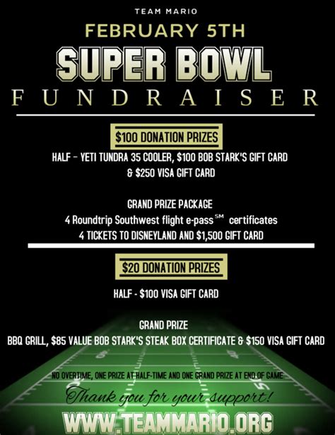 Super Bowl square fundraiser teams