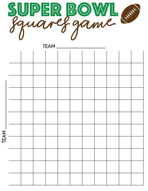 Super Bowl Squares Excel Grid 1