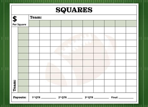 Super Bowl Squares Excel Grid