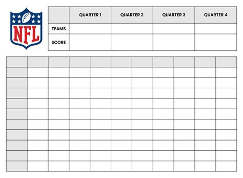 Super Bowl Squares Template Blank