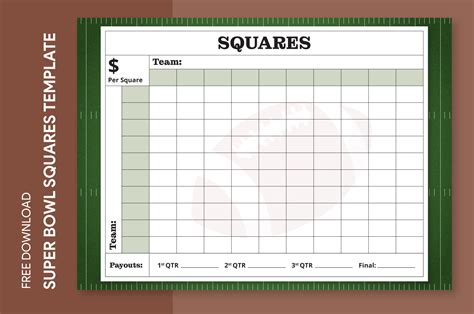 Super Bowl Squares Template Style