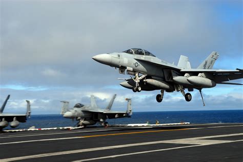 Super Hornet landing on an aircraft carrier