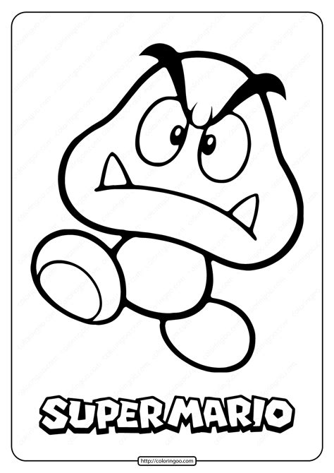 Super Mario Bros Goomba Coloring Page