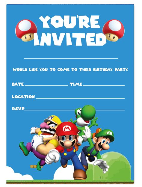 Super Mario Kids Party Invitation