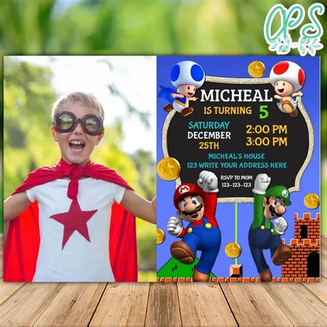 Free Super Mario Printable Invitations Template Download