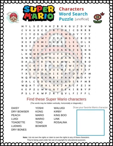 Super Mario word search