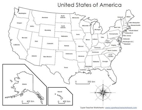 US Map with Capitals for Kids from Super Teacher Worksheets