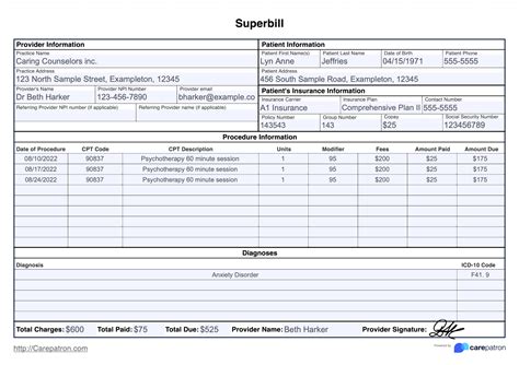 Superbill Template Example