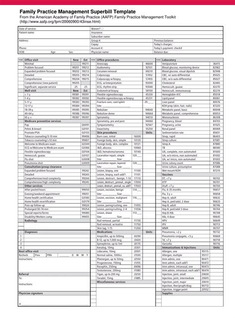 Superbill Template with ICD-10 Codes 2