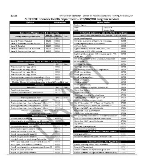 Superbill Template with ICD-10 Codes