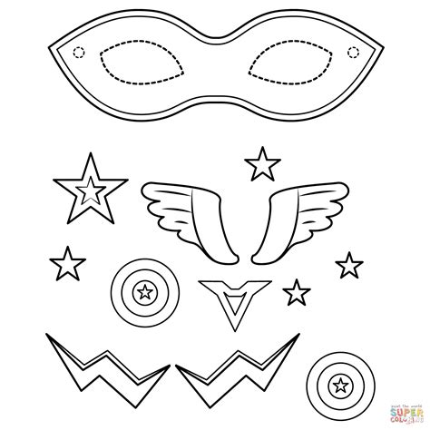 Superhero masks coloring page for kids to print and enjoy