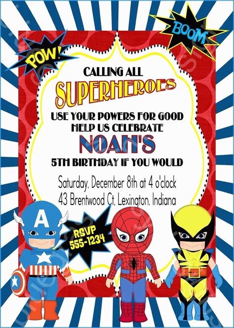 Superhero Themed Birthday Invitation Template