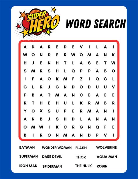 Superhero Word Search