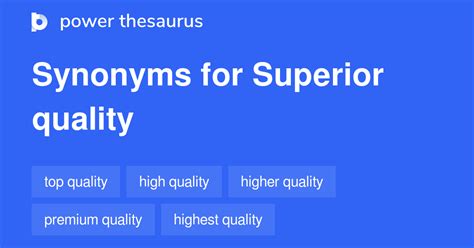 Superior Quality as a Synonym for Superiority