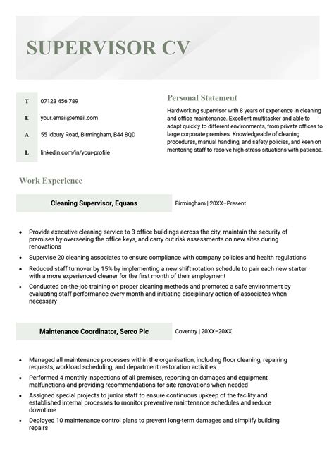 Supervisor Resume Template Download