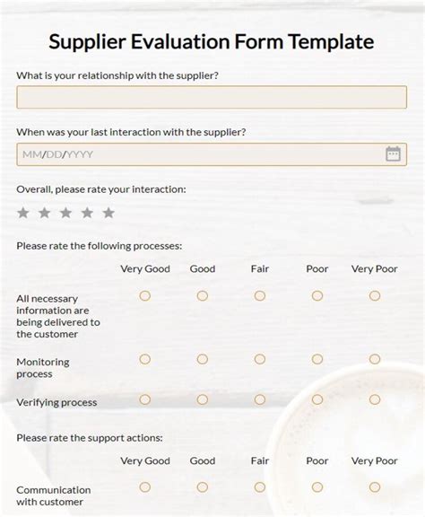 Supplier Evaluation Template