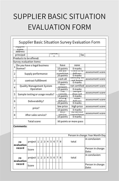 Supplier Evaluation Template in Excel