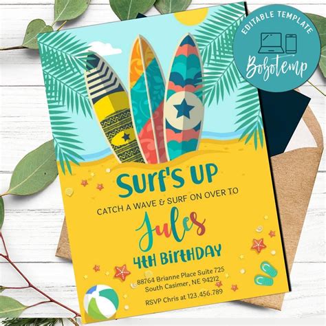 Surfboard Invitation Template