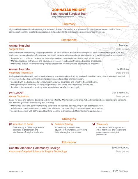 Surgical Tech Resume Example 10