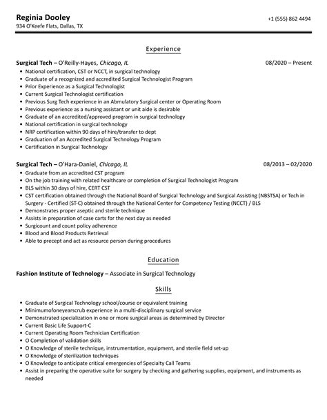 Surgical Tech Resume Template