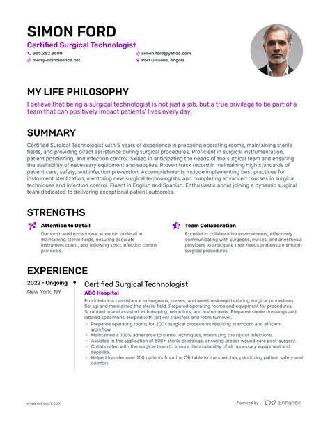 Surgical Tech Resume Template 3