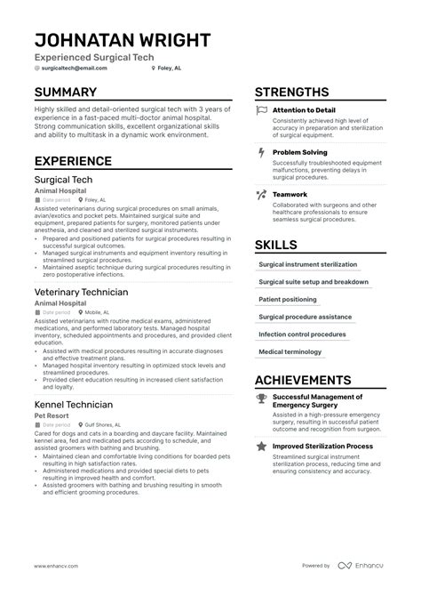 Surgical Tech Resume Template 5