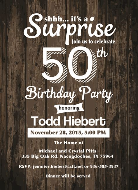 Surprise 50th birthday invitation template