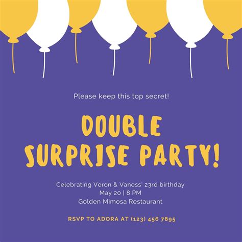 Surprise birthday flyer template