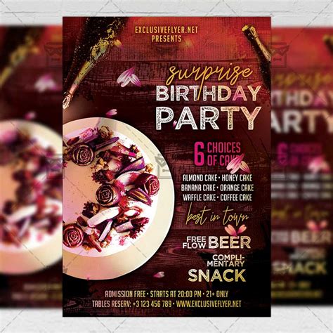 Surprise birthday flyer template