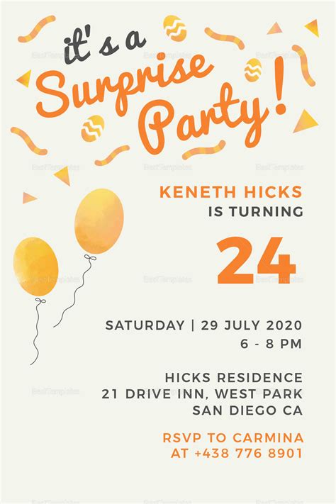 Surprise Party Invitation Templates