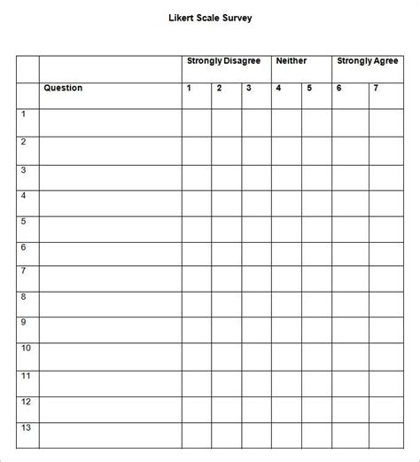 Survey Table Template